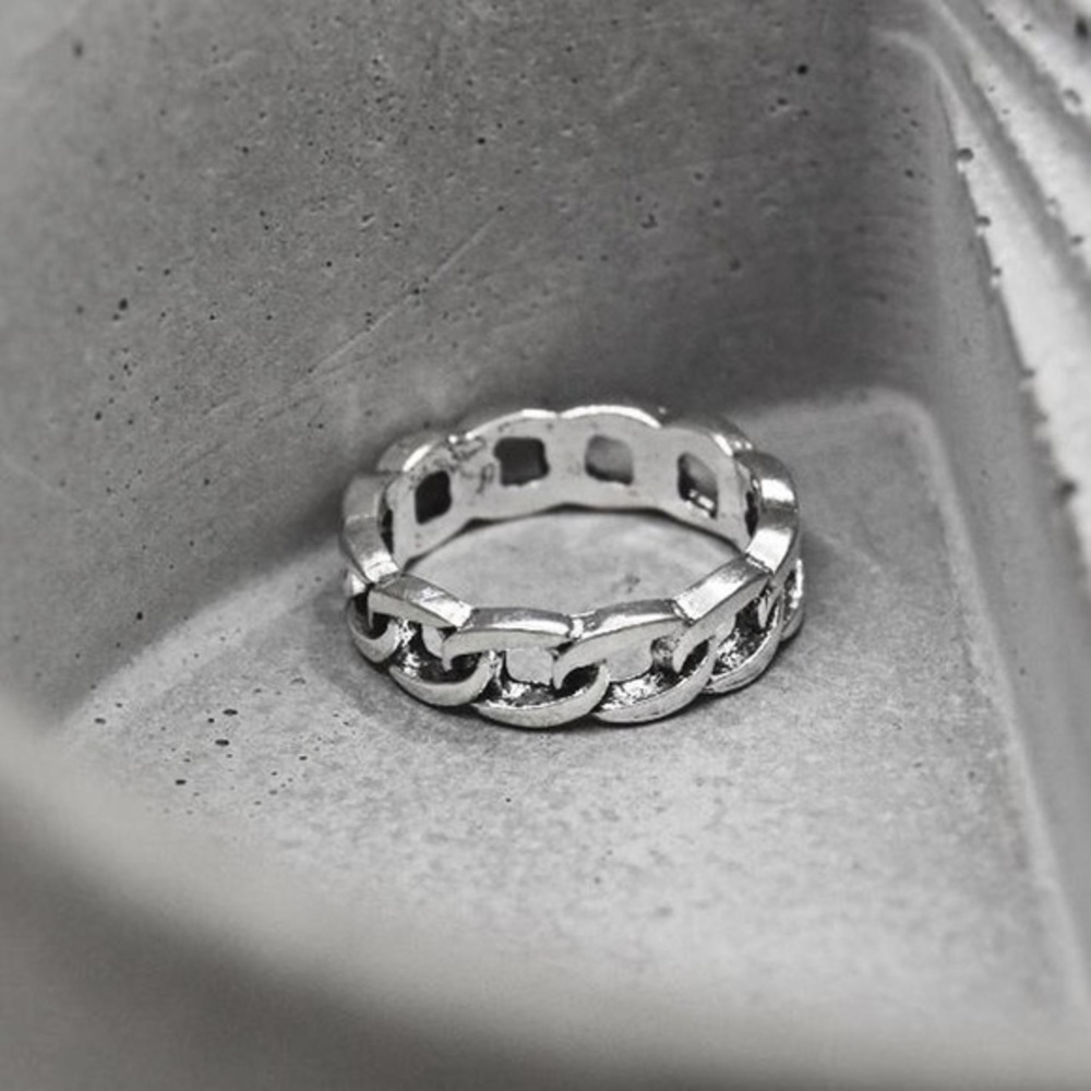 Minimal Silver Chain Link Ring